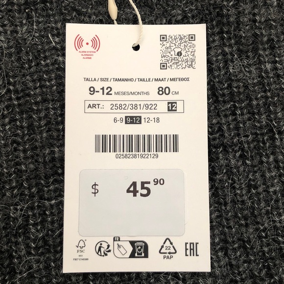 NEW Zara Baby Dress 9-12 Months, Grey and Tan Plaid - Picture 5 of 6